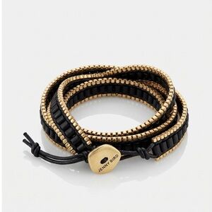 Jenny Bird Triple Wrap Gypset Leather & Gold Chain Wrap Bracelet